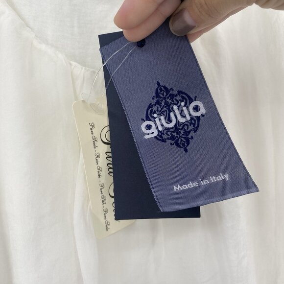 Giulia Italy Women's Size Small White Silk Blouse Fairy Lined Flowy Embroidered - Picture 7 of 13